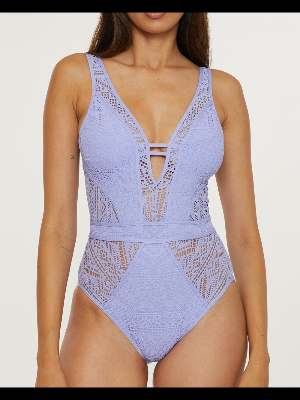 BECCA by Rebecca Virtue Color Play Show and Tell Plunge One Piece-Lavendar Small